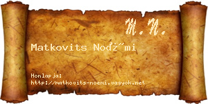 Matkovits Noémi névjegykártya